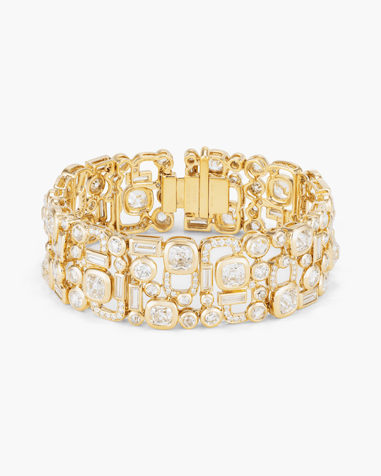 Pave Real Diamond Bracelet for Men 10K Yellow Gold 3.18ct 501184